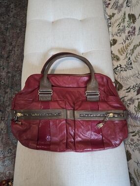 See By Chloé Vintage Red Leather Daytripper Shoulder Bag with Taupe Trim